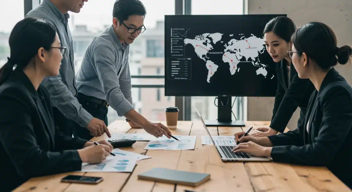 Business team strategizing import cost mitigation