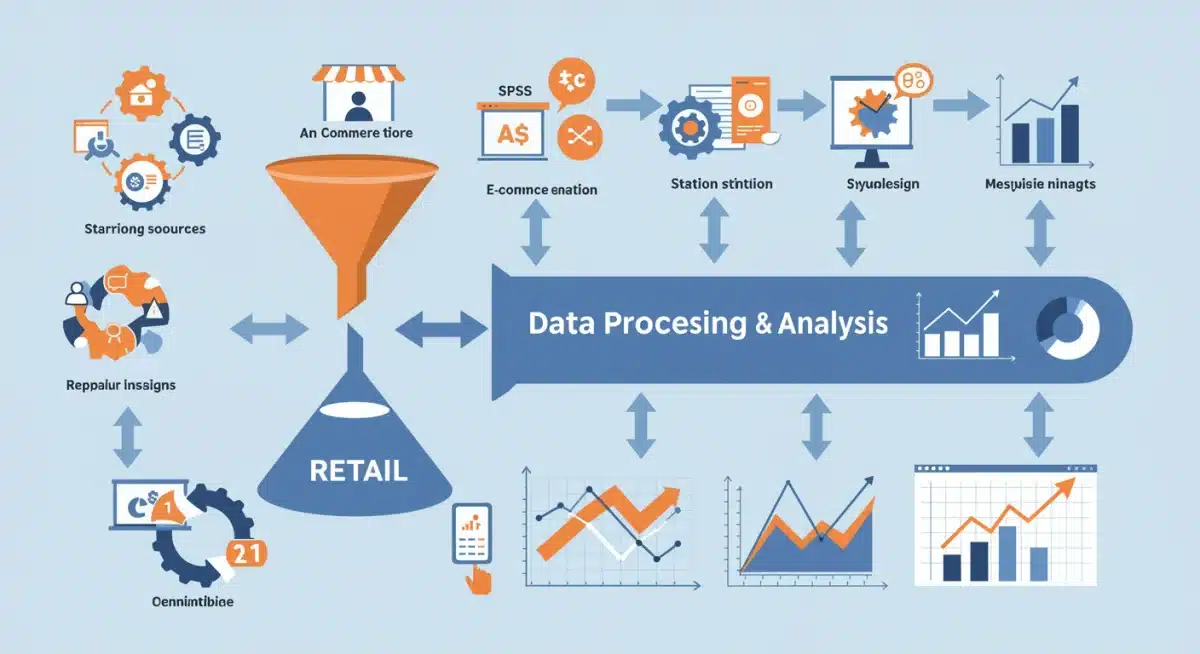 Infographic showing raw retail data transforming into actionable insights through visualization.