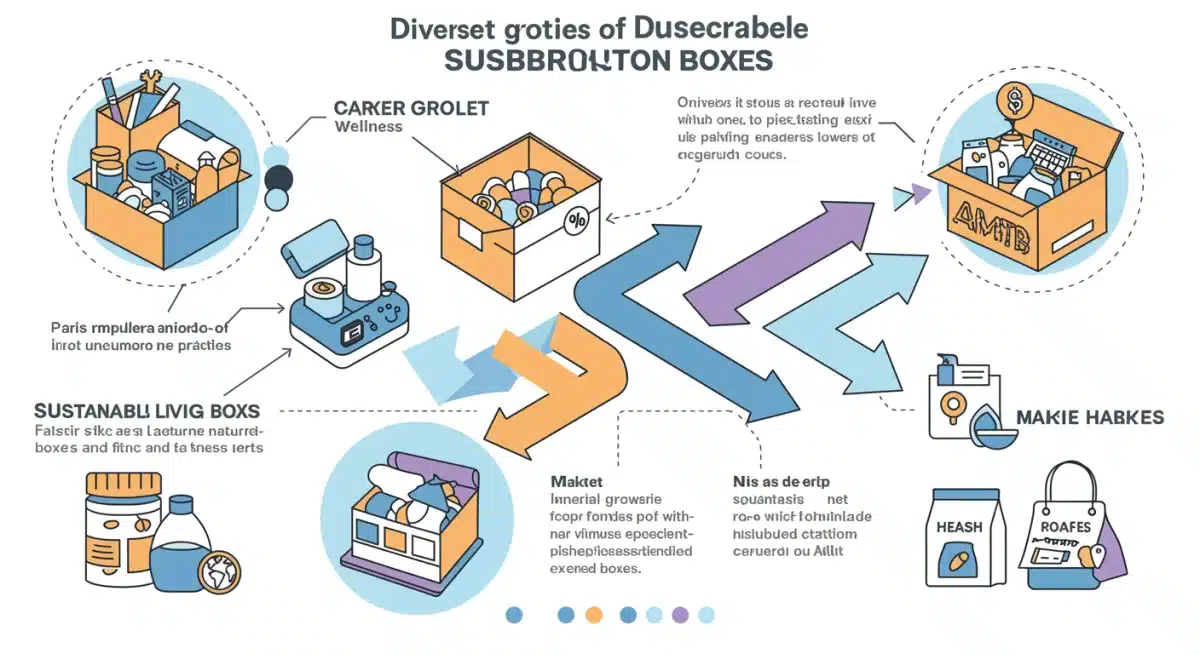 Diverse categories of subscription boxes and their market impact.