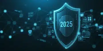 Digital shield protecting data, symbolizing the 2025 Federal Cybersecurity Framework