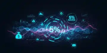 Futuristic fintech solutions disrupting payment processing for US businesses, showing digital savings.