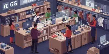 Diverse gig workers in a modern retail setting, symbolizing flexible labor integration.