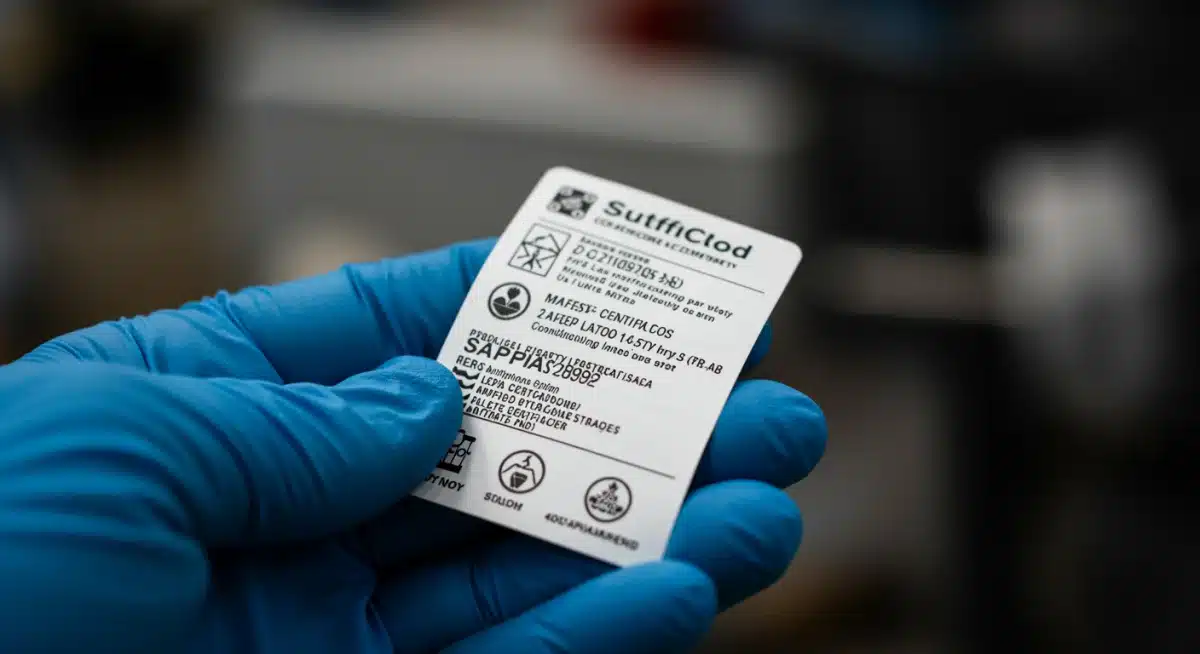 Product label showing safety certifications and compliance marks for online sales