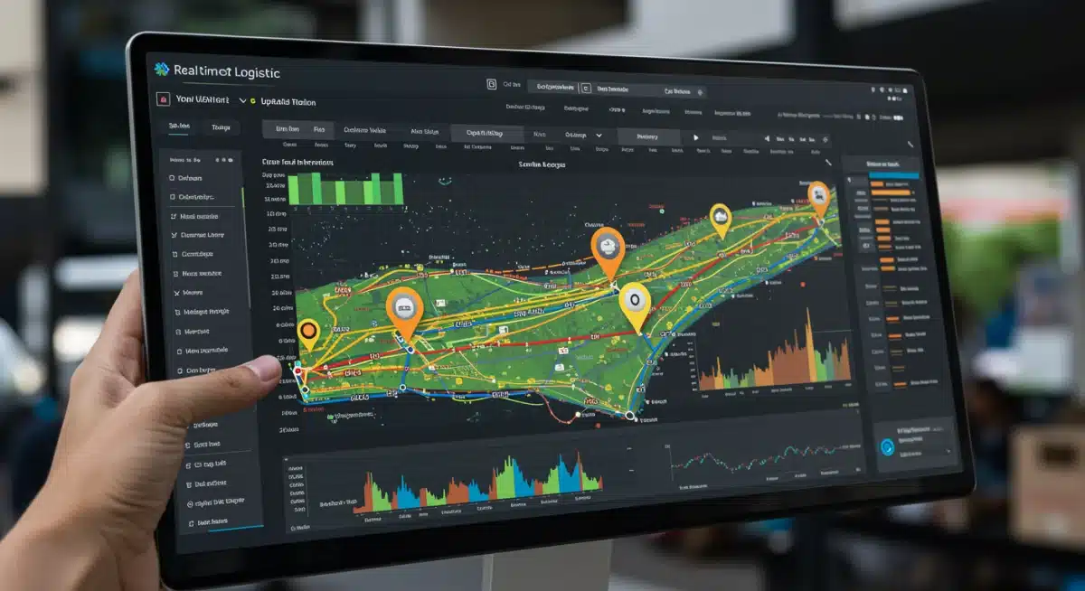 Real-time logistics dashboard showing optimized delivery routes and performance metrics.