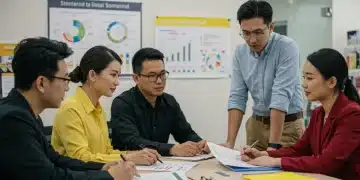 Retail team discussing new labor law changes for 2025 with compliance documents