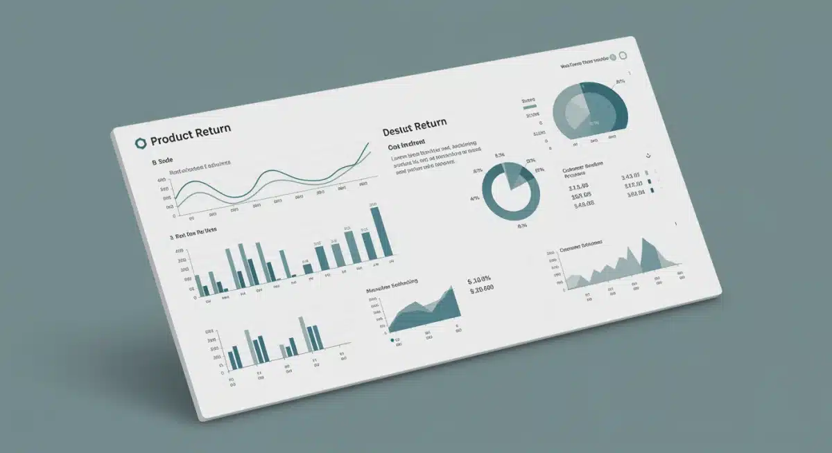 Data analytics dashboard showing returns management metrics and cost savings for retail businesses.