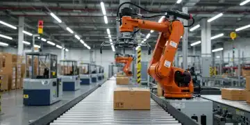 Robotics optimizing e-commerce fulfillment processes in a modern warehouse setting