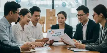 Small business owners discussing the 2025 Supply Chain Resilience Act's impact on their operations