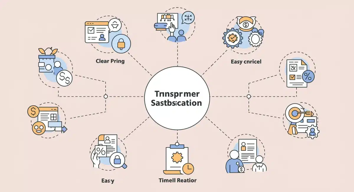 Infographic showing transparent subscription practices improving customer satisfaction.