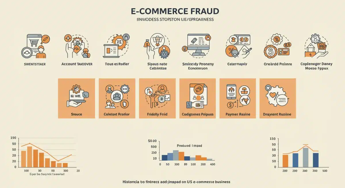 Infographic detailing types of e-commerce fraud and their financial impact.