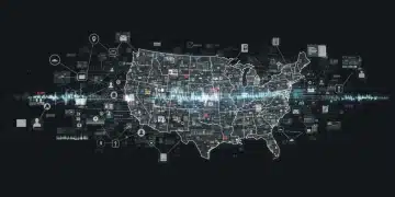 Visualization of unstructured data being processed and analyzed to reveal insights for the US market