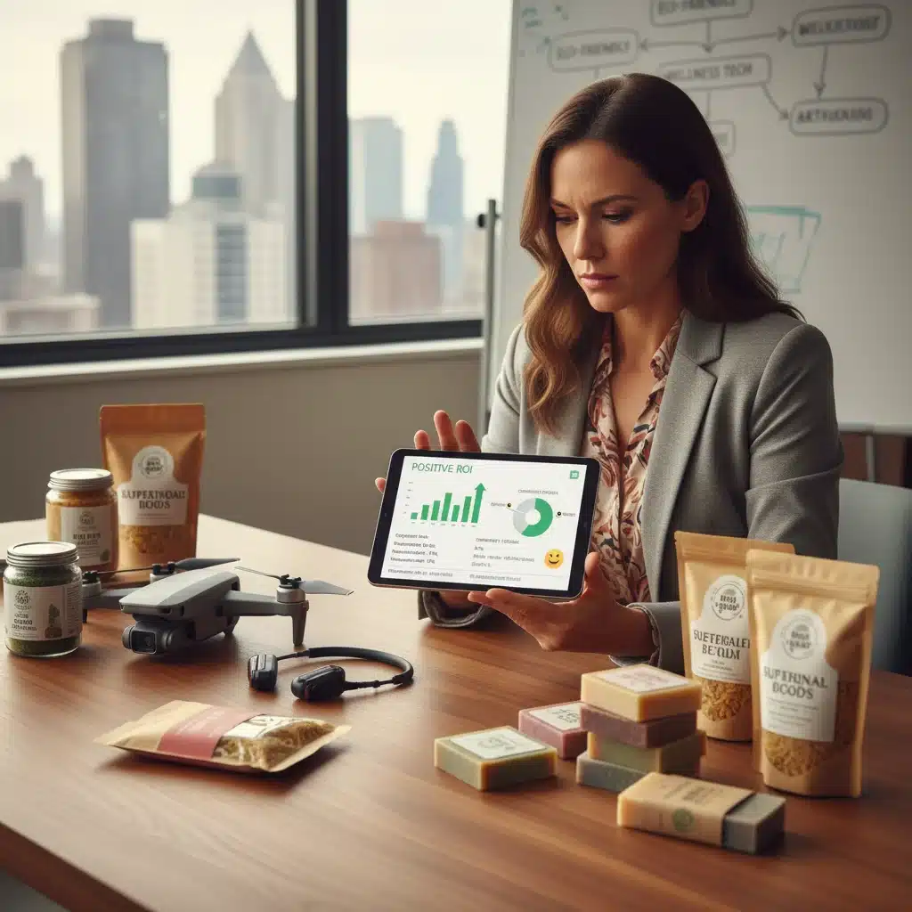 Brand manager analyzing micro-influencer campaign performance data